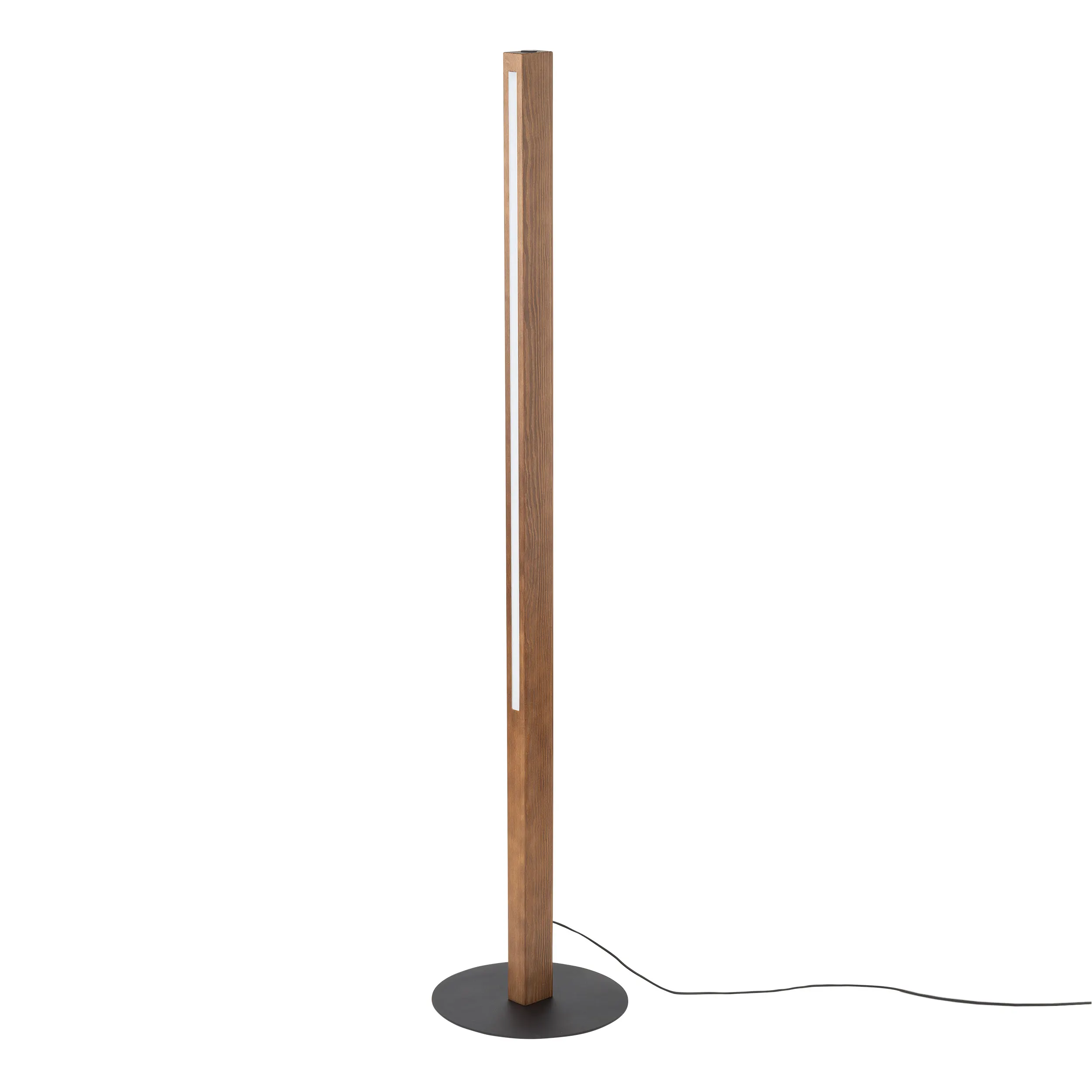 Lampa podłogowa TEO LED czarna podstawa ciemne drewno orzech 42x17cm
