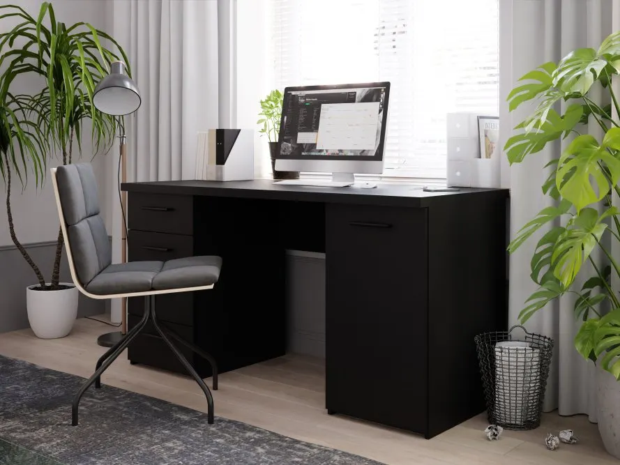 Biurko NET106 z szafką i 3 szufladami - czarny - MT926-Z13M