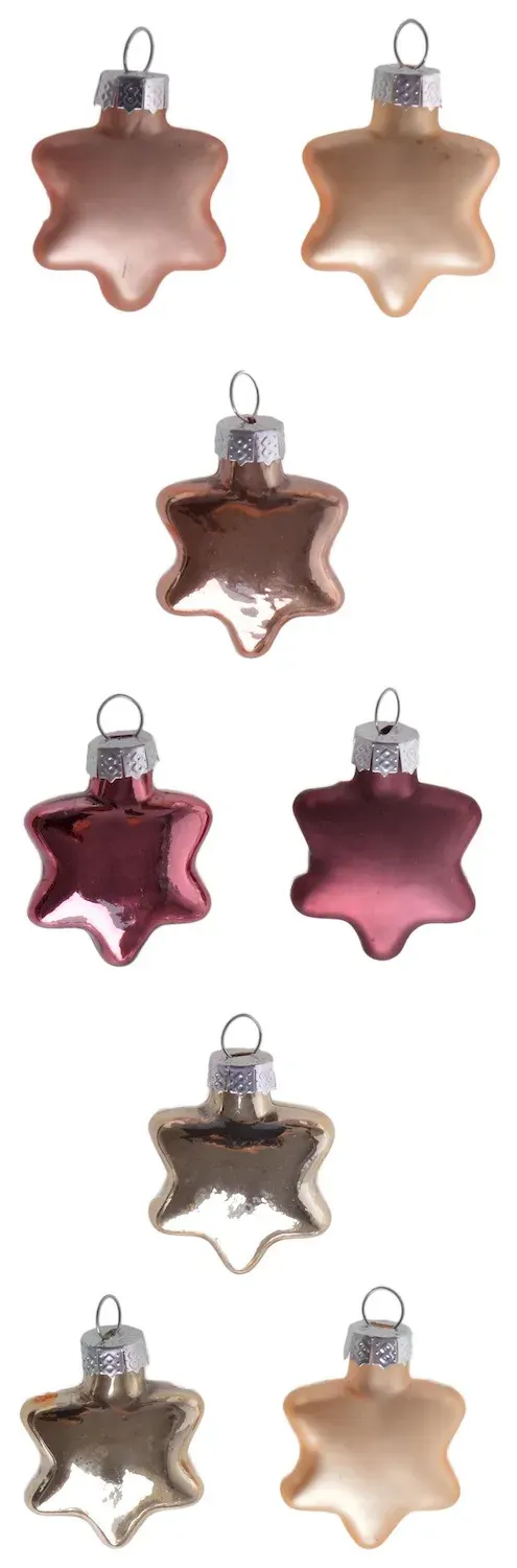 Komplet 8 bombek szklanych GWIAZDKI 5349 czerwony