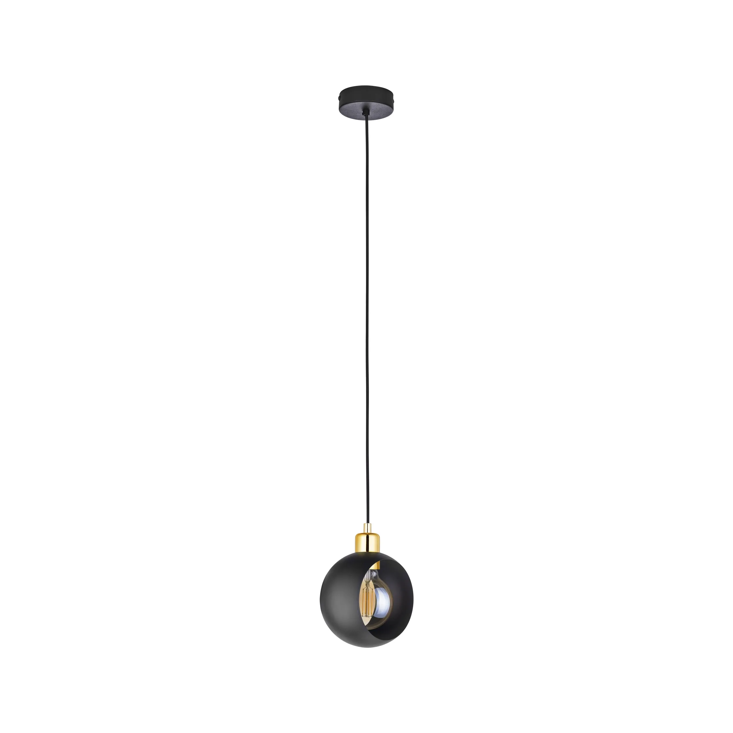 Lampa wisząca CYKLOP czarna ze złotymi elementami 167x17x10cm
