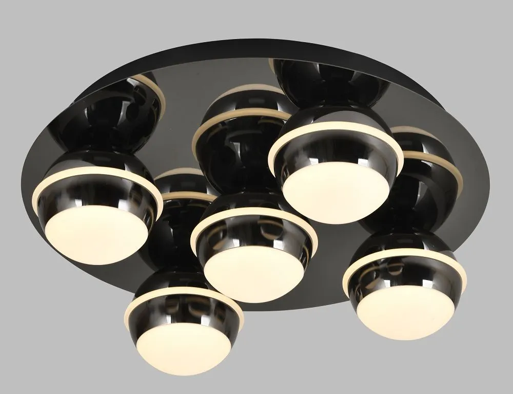 image lampa sufitowa, lampa sufitowa, oświetlenie LED, kolor czarny, okrągłe klosze