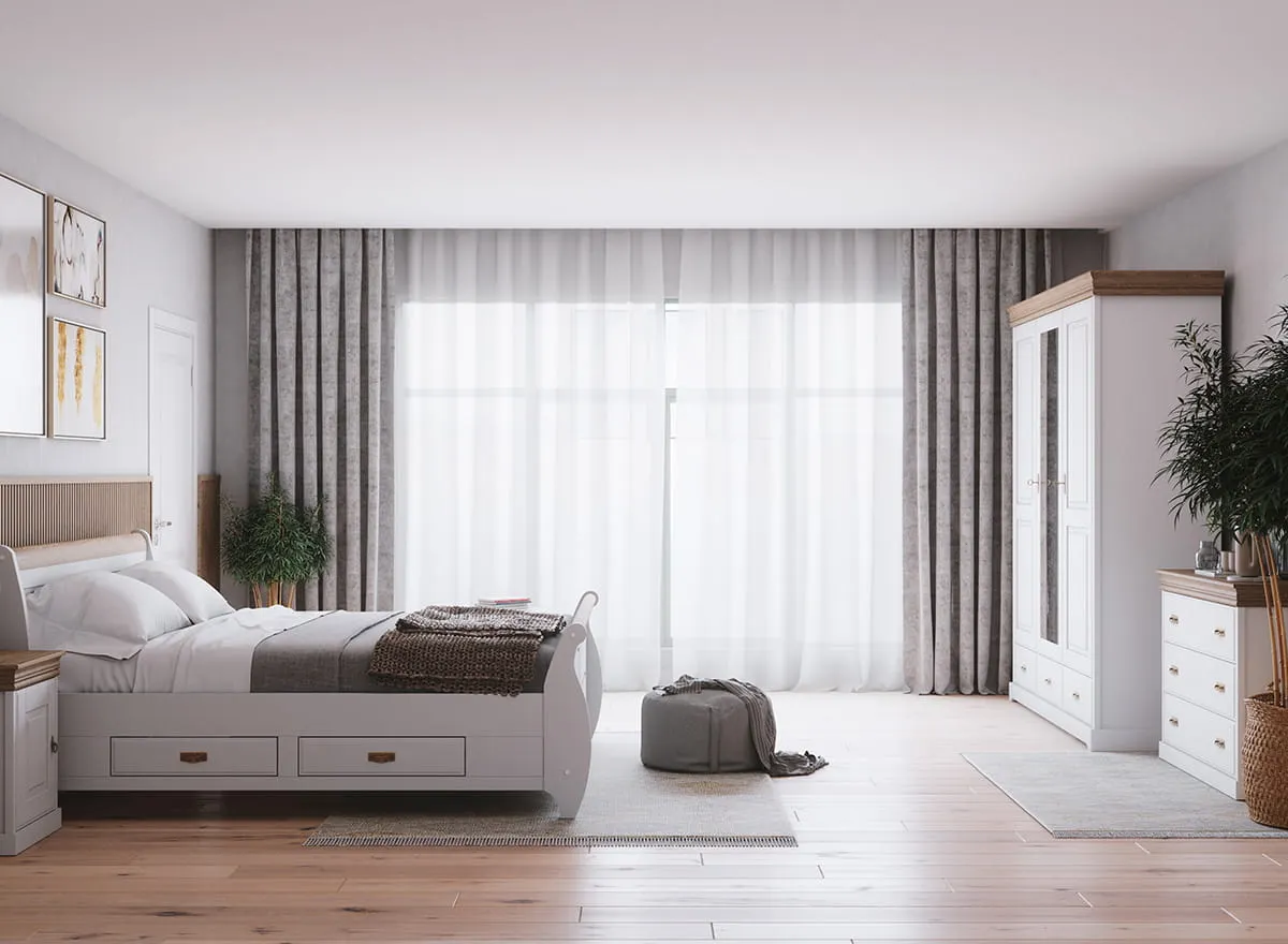 Komoda z 3 szufladami sosnowa Toskania Kolor: biały, bejca - PL2049BS