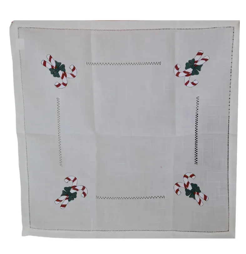 Obrus świąteczny kwadratowy 85x85 w laski biały Obrus świąteczny kwadratowy 85x85 w laski biały