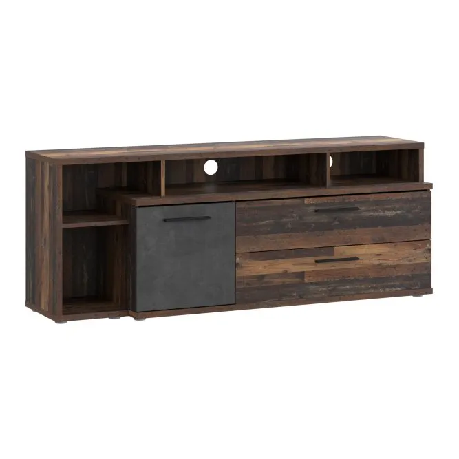 Szafka RTV CLIF z regałem - old wood vintage, beton Szafka RTV CLIF z regałem - old wood vintage, beton