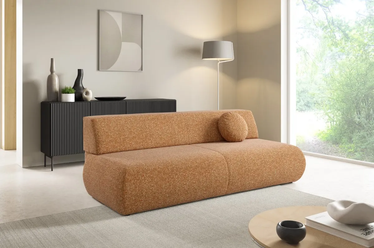 Sofa rozkładana z pojemnikiem PUENTE 214 cm rdzawa — zdjęcie 8