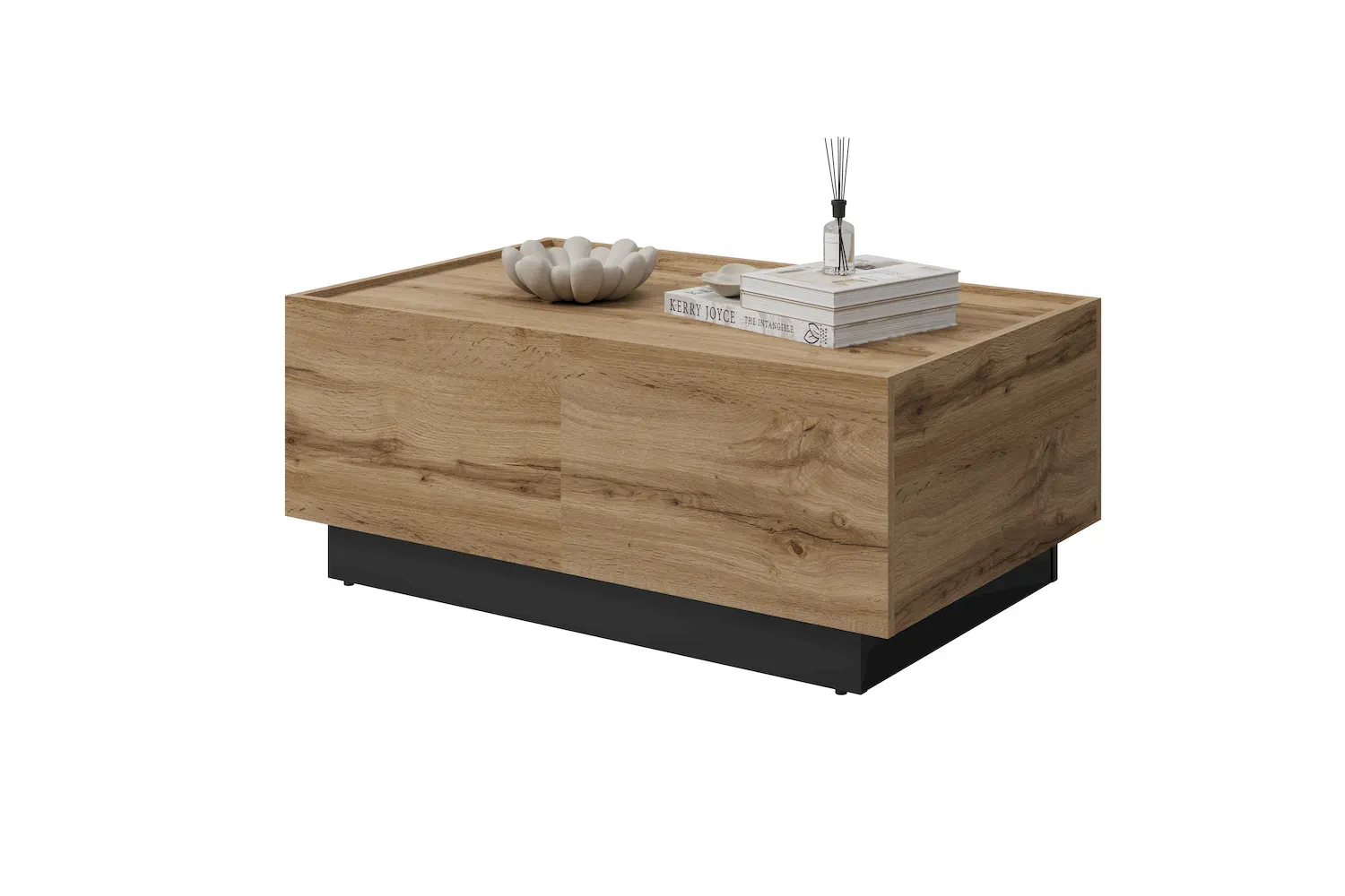 Stolik kawowy rozsuwany EKO 96 ze schowkiem dab wotan czarny - 24N6MJ96