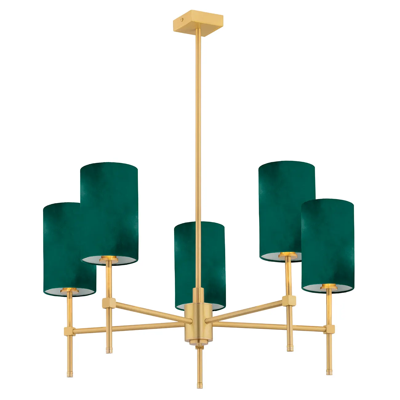 Żyrandol ABRUZZO metalowy mosiądz szczotkowany zielony 78x70cm - 2147