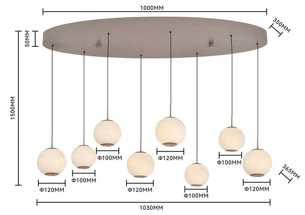 Lampa wisząca LUBERON ósemka owalna LED kaszmirowa — zdjęcie 7