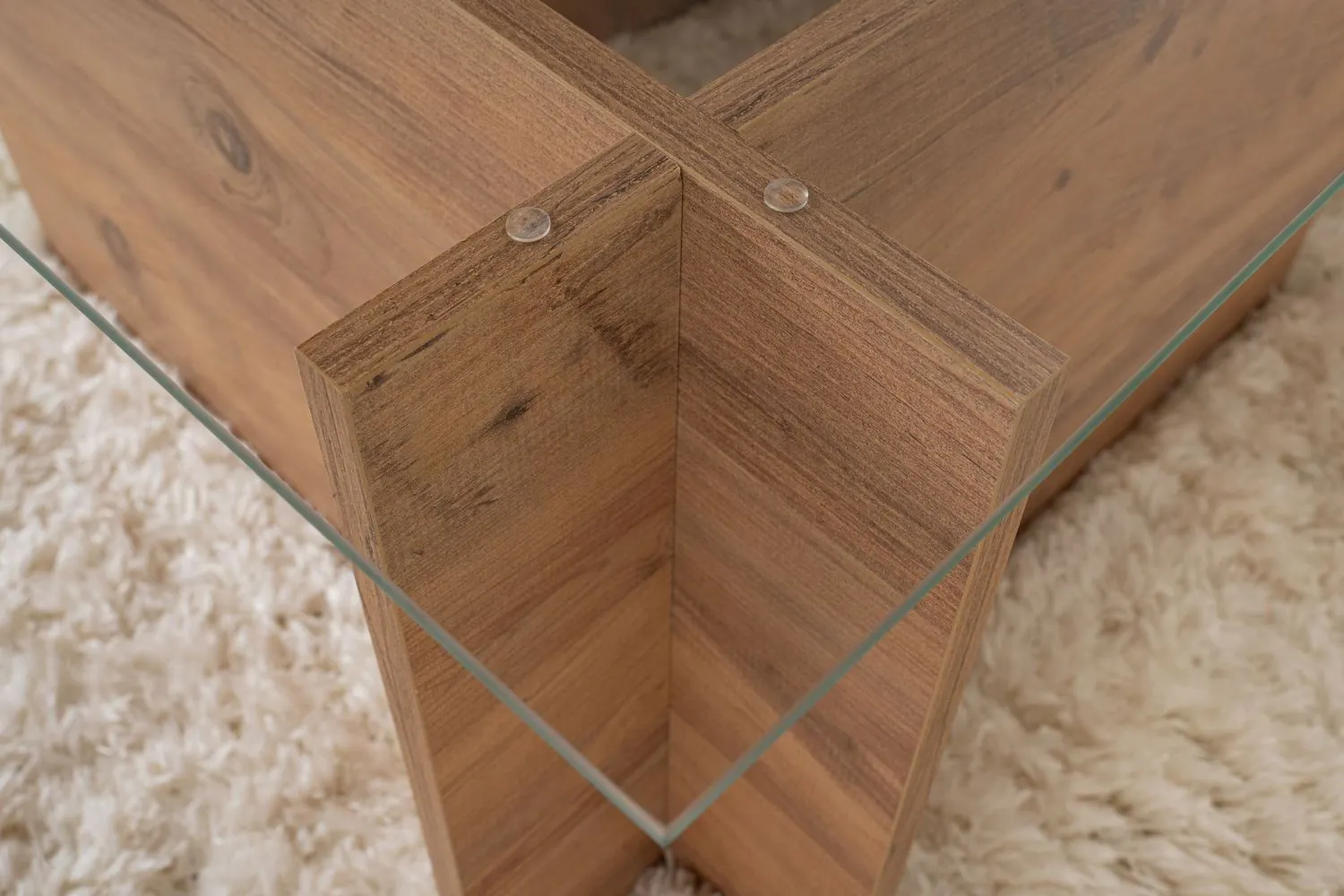 Stolik kawowy VETRINO 65x105 cm szkło hartowane sosna atlantycka - ASI_353NRD1106