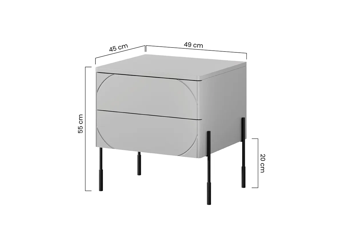 Szafka nocna z 2 szufladami SONATIA 45 2SZ - kremowa - czarne nogi — zdjęcie 8
