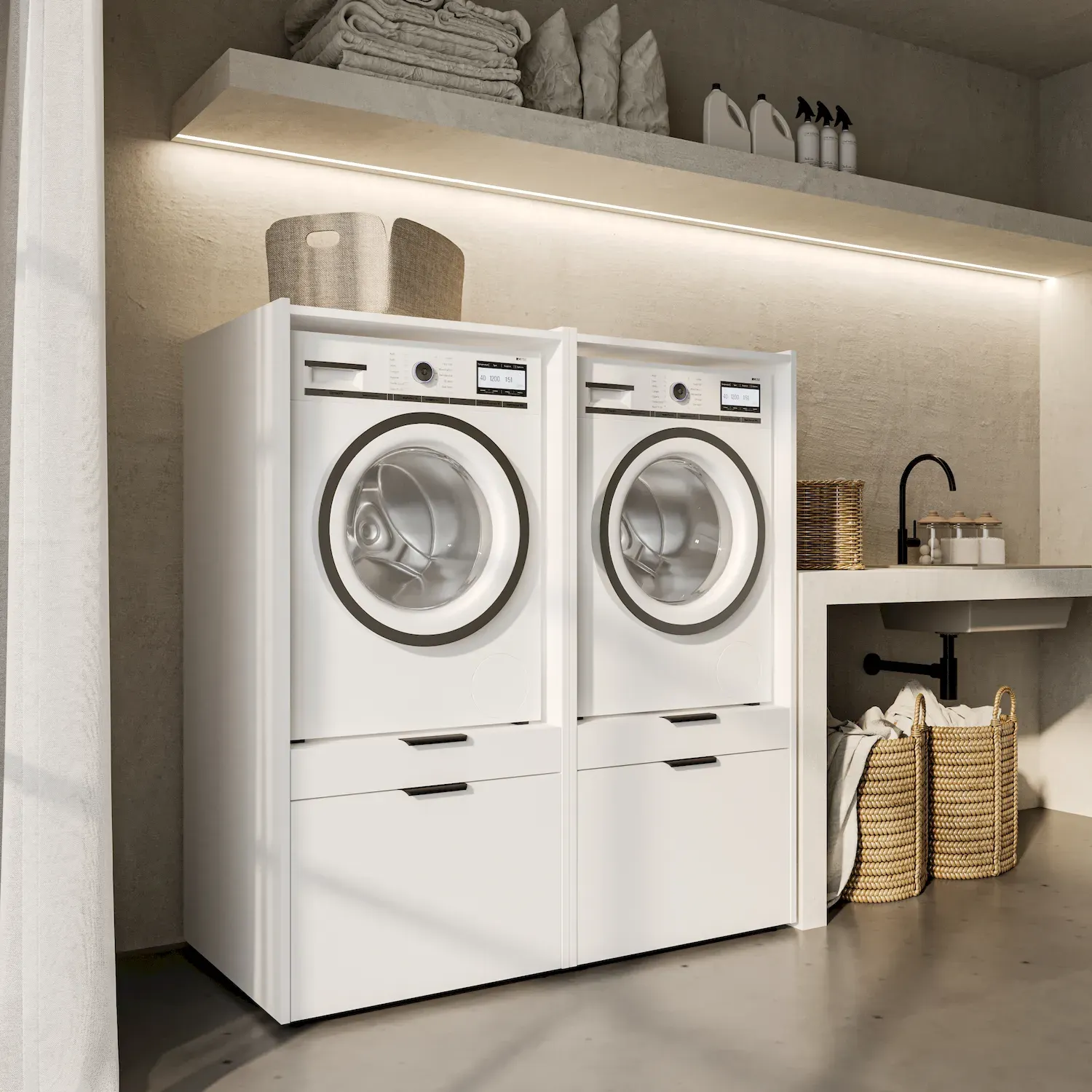 Zabudowa na pralkę lub suszarkę ANDIAMO szuflada półka biały - 3097OK60