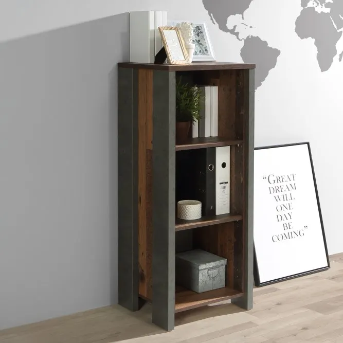 Regał niski CLIF - old wood vintage, beton — zdjęcie 3