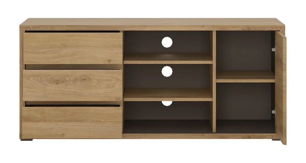 Szafka RTV 1-drzwiowa z 3 szufladami SHETLAND TYP 51 Dąb Shetland, Szary - 6003005000892