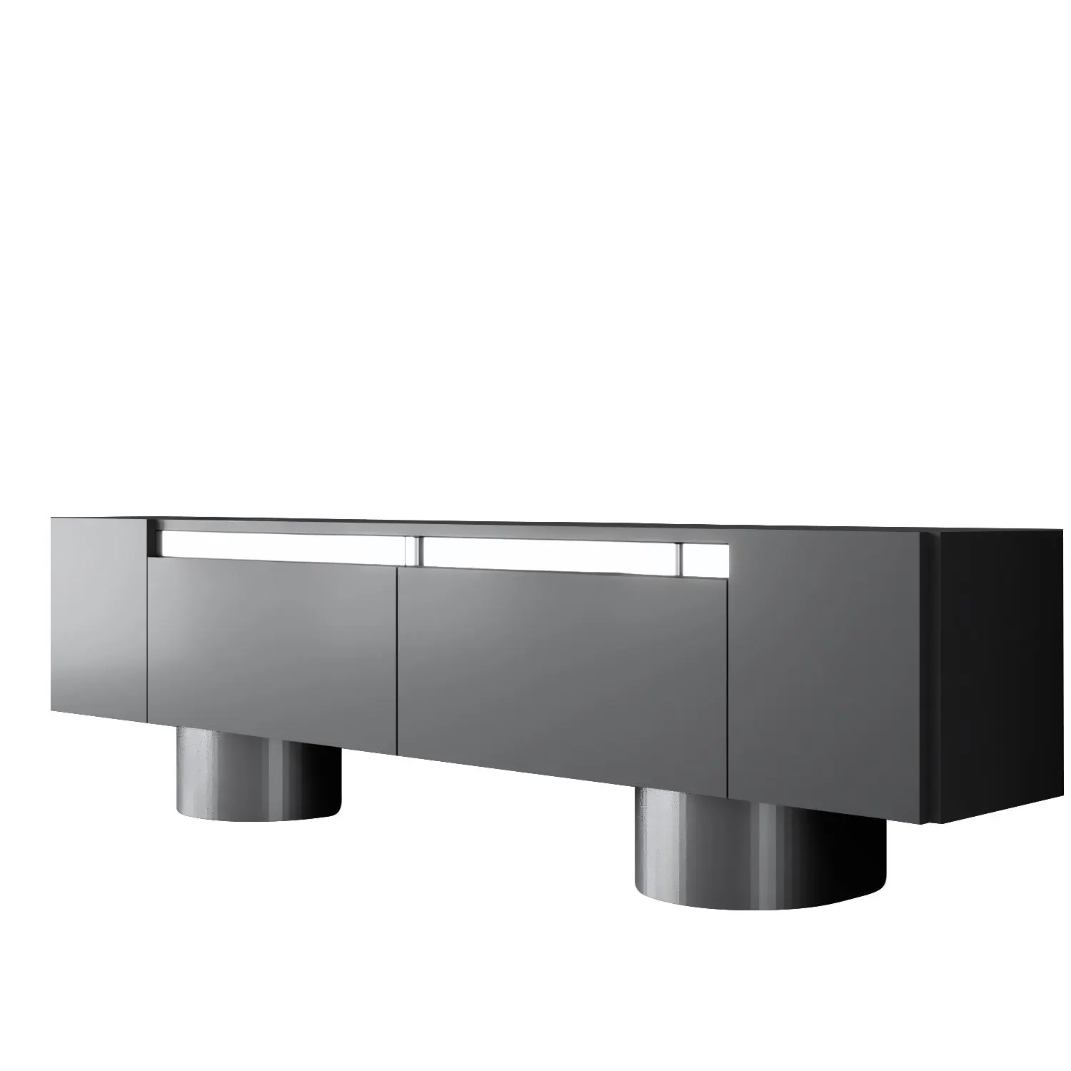 Szafka RTV z 2 klapami na blaszanych nogach BOHEM 180x50x30 cm antracyt srebrny