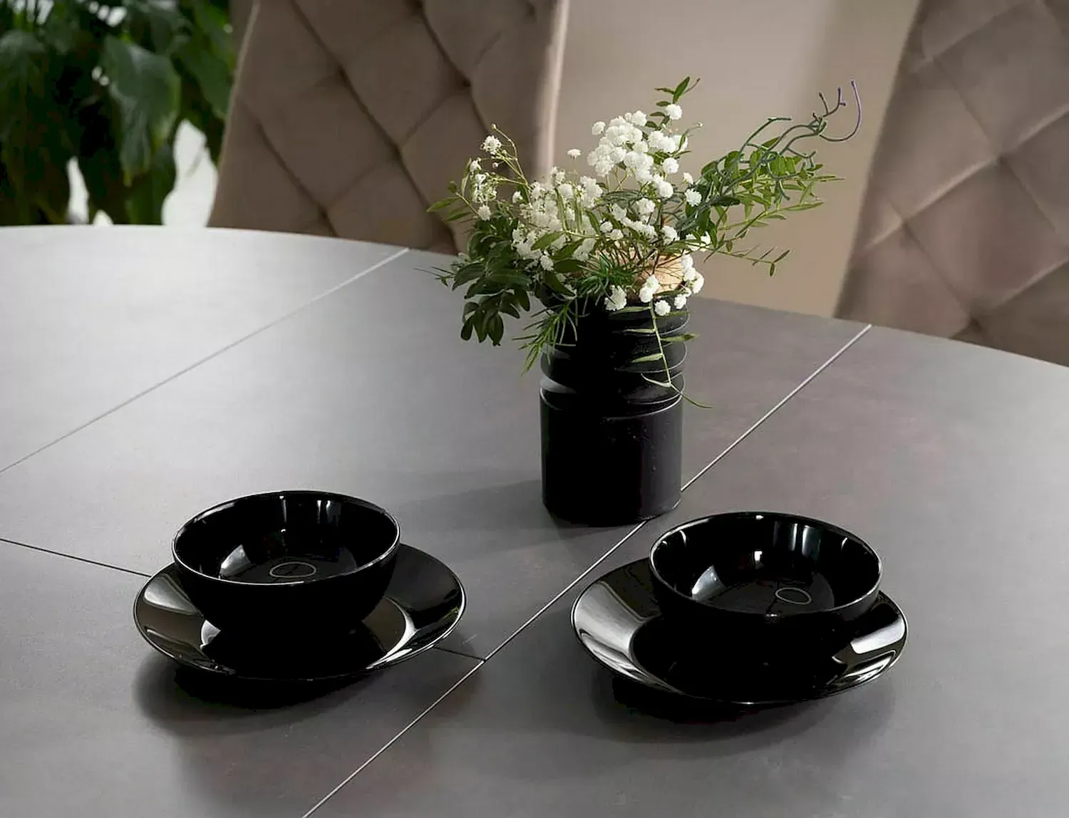 Stół rozkładany PORTO CERAMIC 120x120(160) efekt marmuru ciemnoszary - PORTOCC120