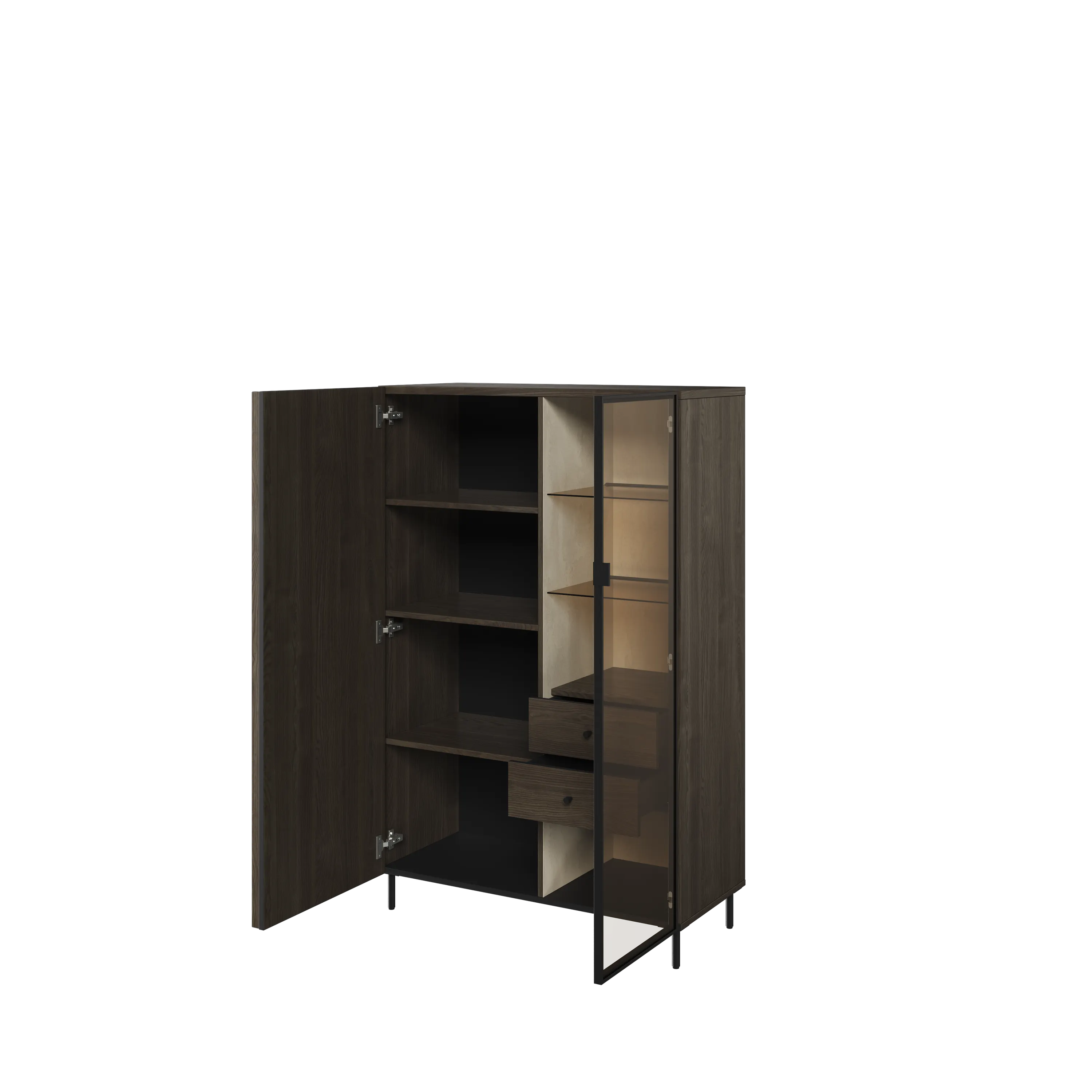 Niska witryna Piemonte PE-06 lamel jesion portlandzki/czarny - PE6JCZ