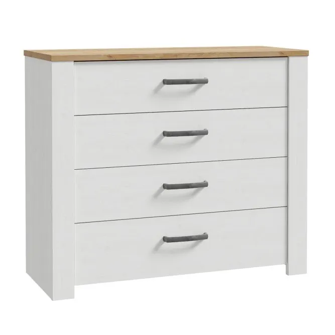 Komoda z 4 szufladami CHISBURY - dąb riviera, modrzew jasny sibu