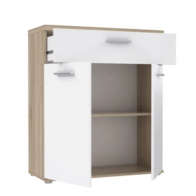 Komoda 2-drzwiowa WINNIE 80 cm biała dąb sonoma - WNK431-Q36