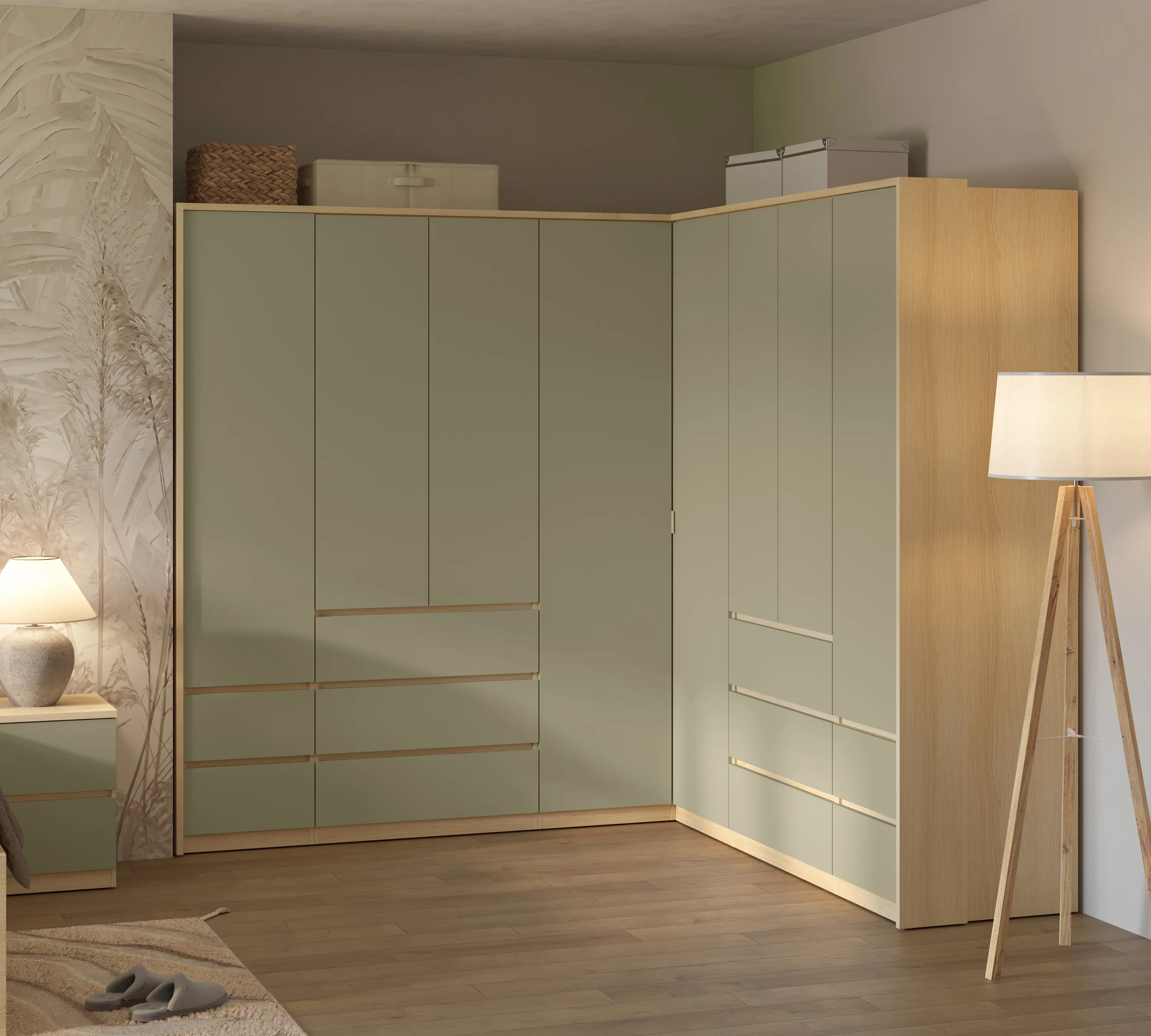 image szafa, meble, zielony, drewniane, modułowe