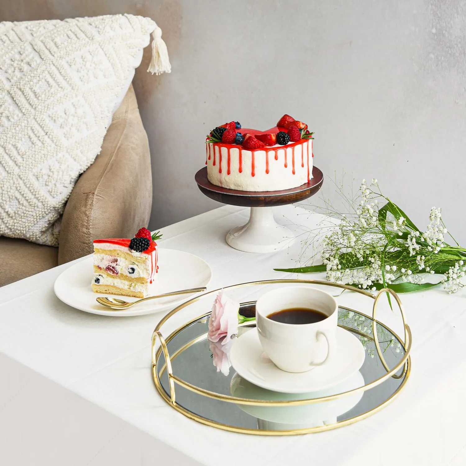image torta, ciasto, kawa, dessert, warstwa truskawkowa