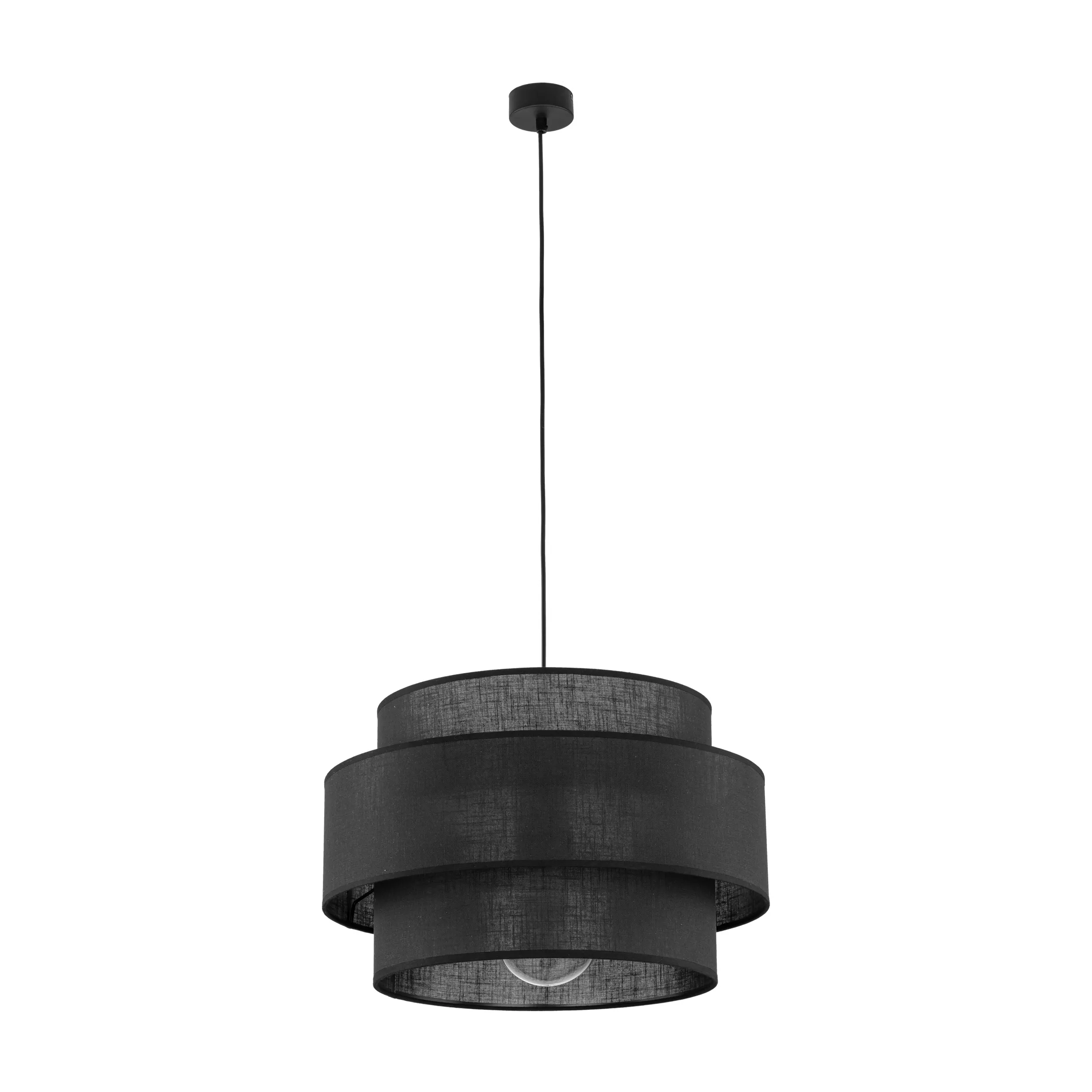 Lampa wisząca CALISTO czarna okrągła klosz z tkaniny 160x50cm