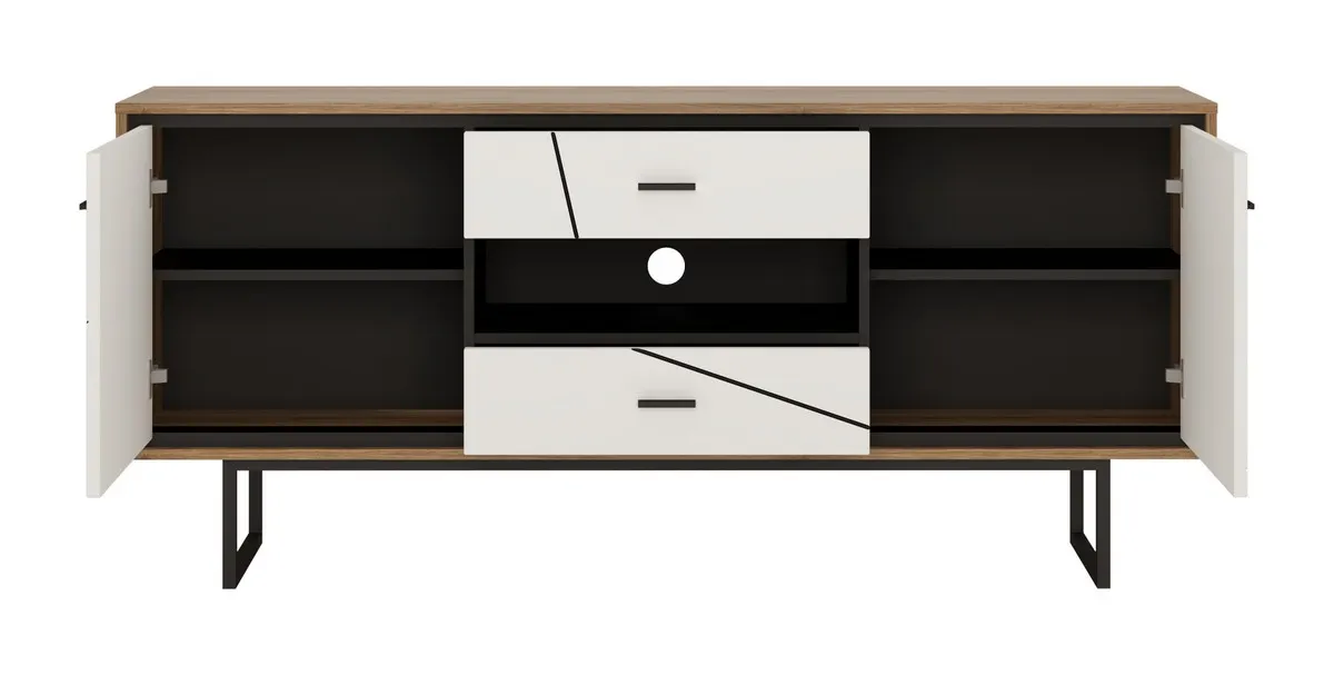 BROLO BROK01 KOMODA 2D2S DĄB CATANIA /CZARNA PERŁA/MDF BIAŁY HG - 6000000005522