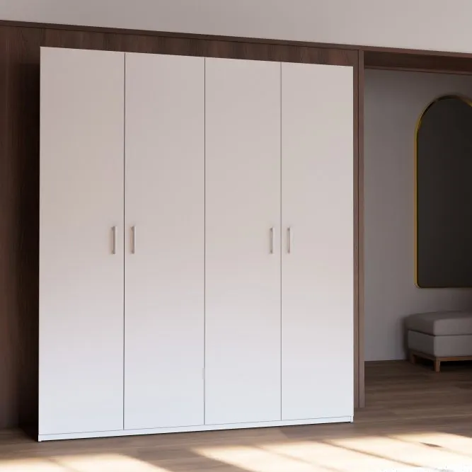 Szafa 4-drzwiowa HOME NOOK 3 drążki i półki 180cm biała - HMNS941-120