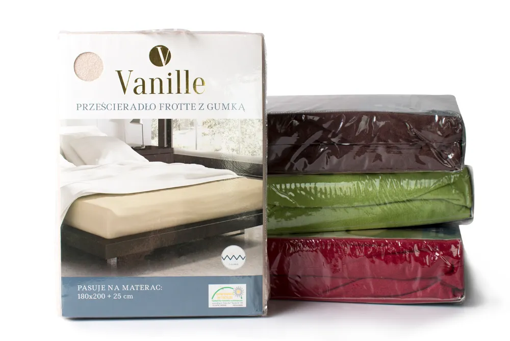 Prześcieradło frotte z gumką VANILLE 180X200+25 bawełna 80% bordowy - FARO_20541
