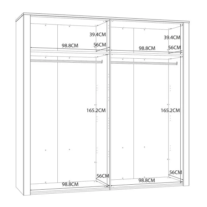 Szafa 4-drzwiowa z lustramii CHISBURY - dąb riviera, modrzew jasny sibu - BHLS941-M482