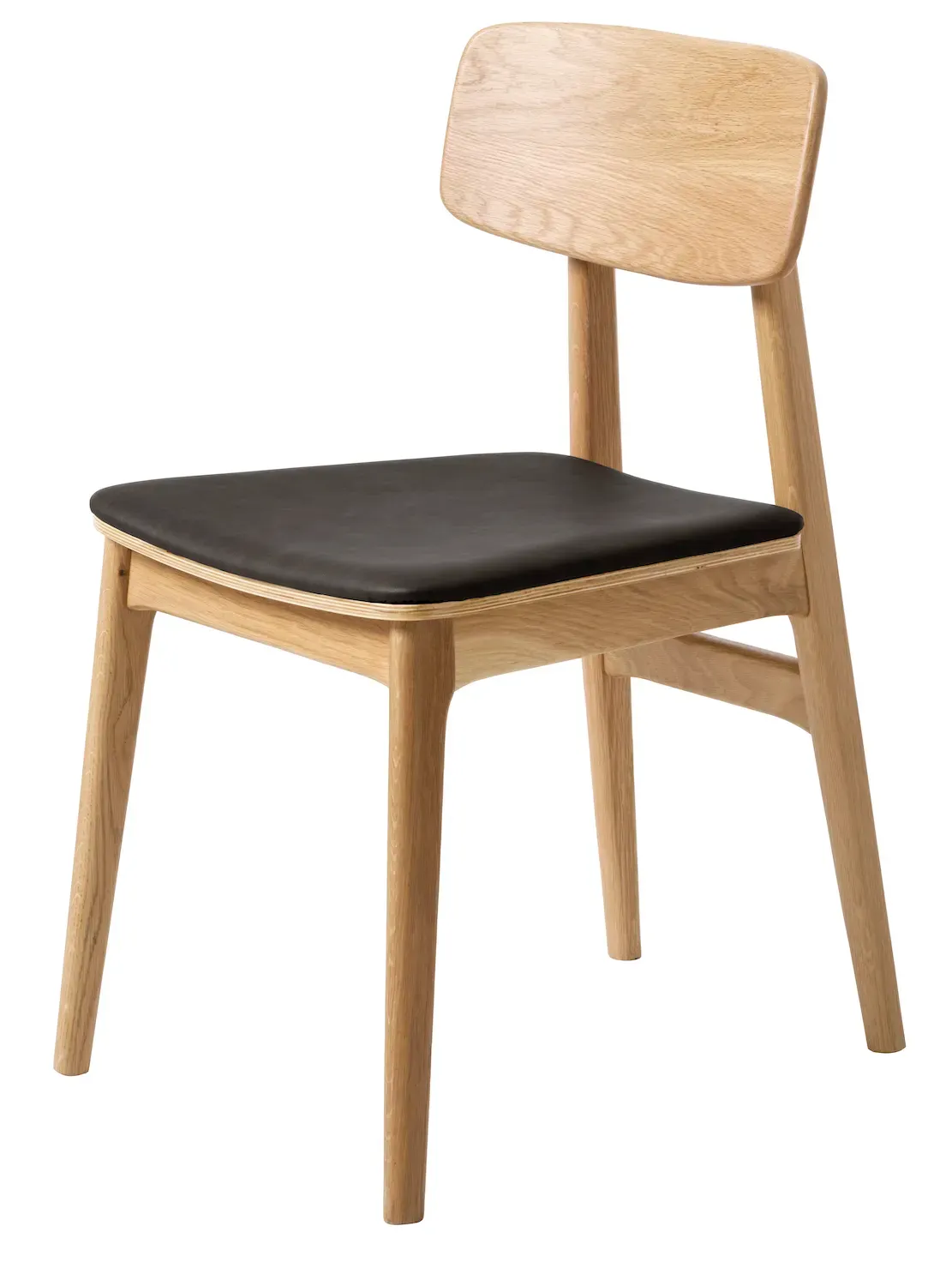 Krzesło drewniane LIVO - naturalny, ekoskóra: czarny