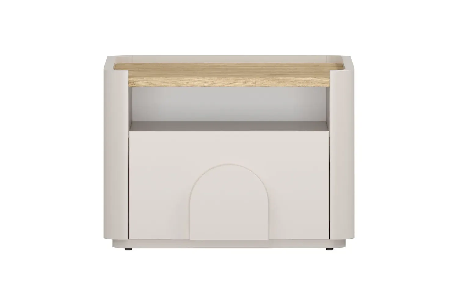 Szafka nocna z 1 szufladą i półką AMILIO 50 - cashmere dąb olejowany uchwyty cashmere - B_167057