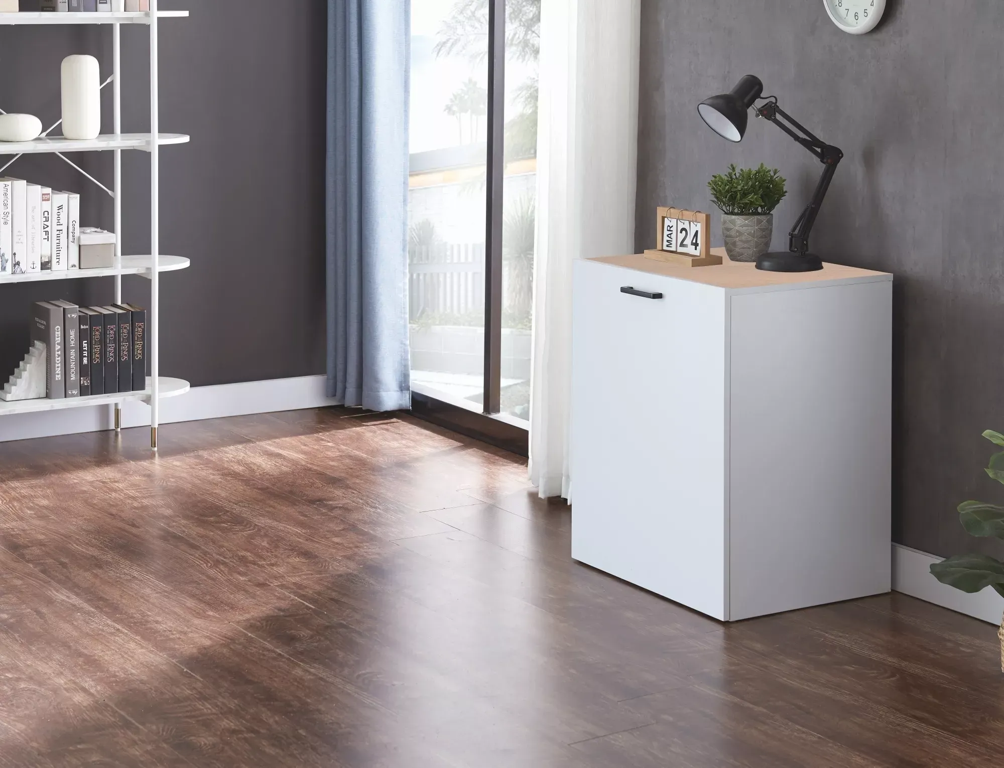 Biurko rozkładane DUO 46(140)x60 dąb/biały mat - DUODB