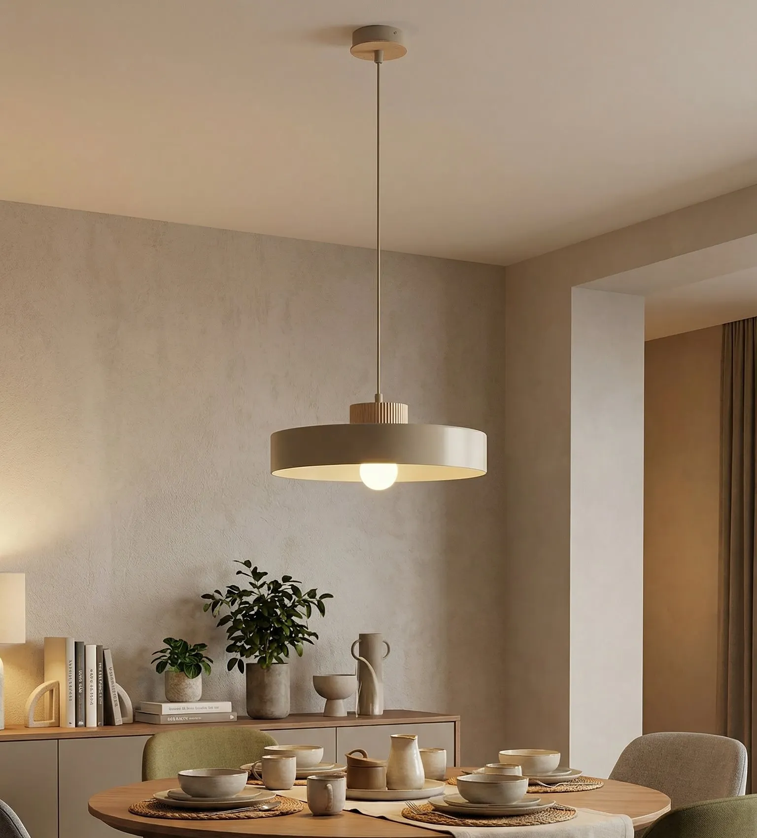 Lampa wisząca z dwuwarstwowym kloszem KIVI 1L mokka naturalny - 1668/1L