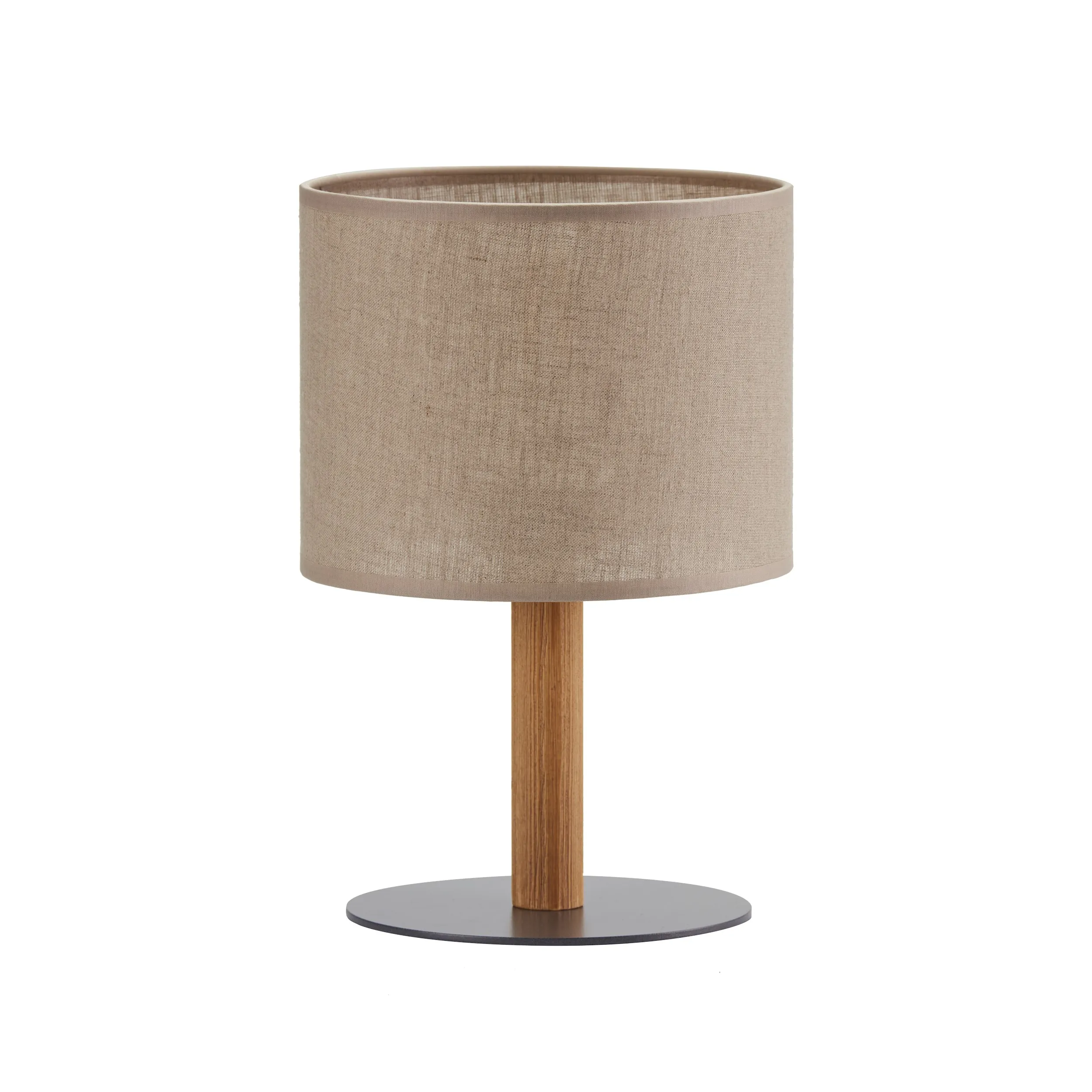 Lampka nocna DEVA NATURE czarna podstawa drewniany ciemny element nośny brązowy okrągły klosz 33x20cm