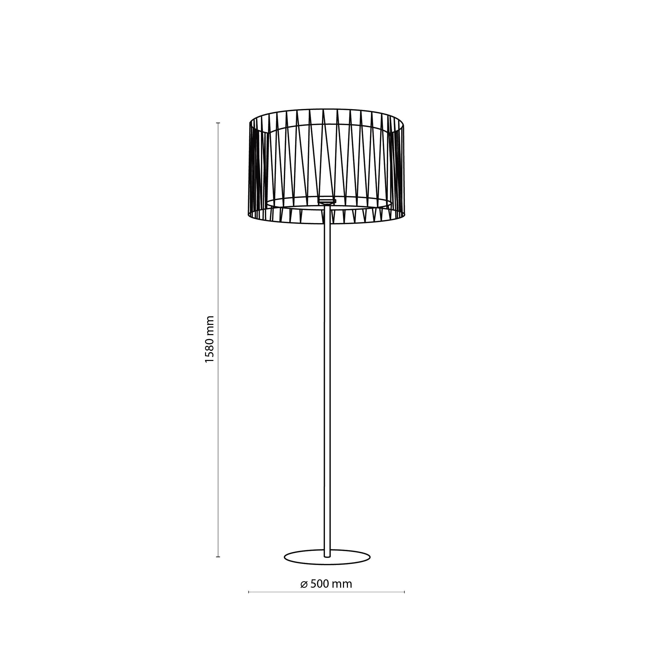 Lampa podłogowa HARMONY NATURE czarna rattanowa w środku 158x50cm - TK_5890