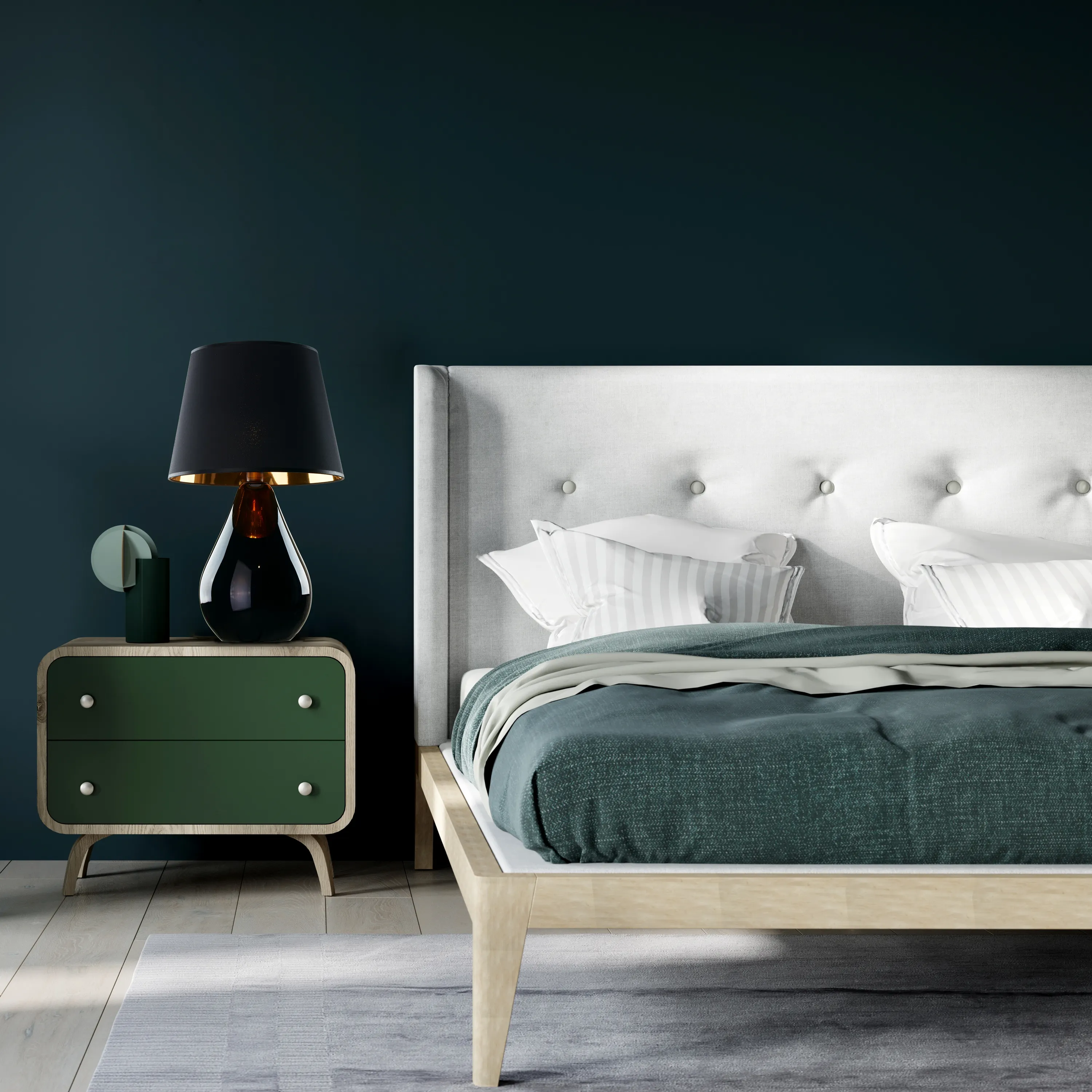 Lampka nocna LACRIMA czarna ze złotym środkiem 66x40cm - TK_5454