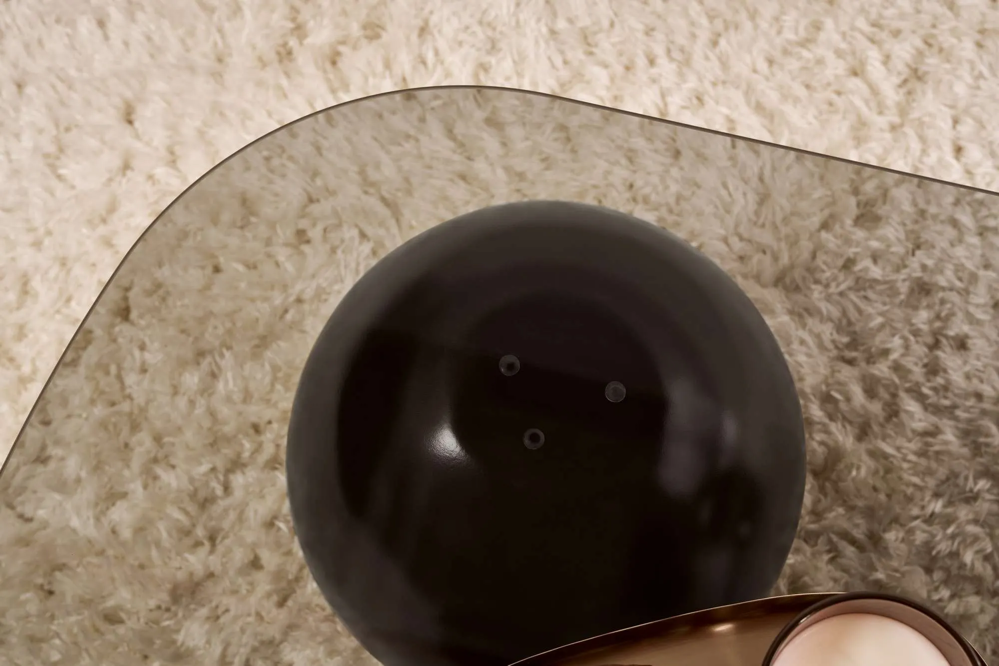 Stolik kawowy EVARA 75x118 nogi kule czarne blat szary - ASI_857NRD1124