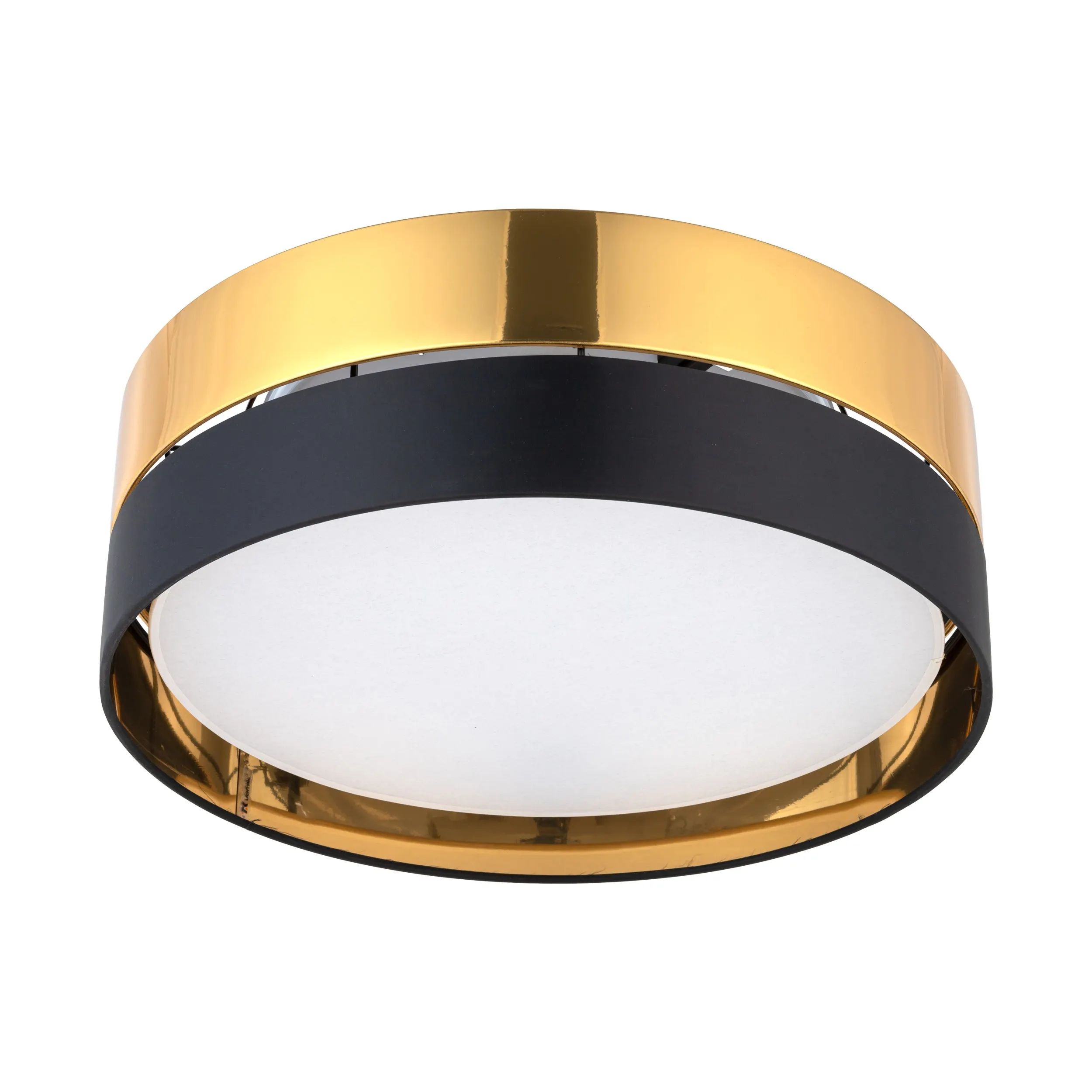 Lampa sufitowa HILTON czarny złoty z białym kloszem okrągły 45x16cm - TK_4180