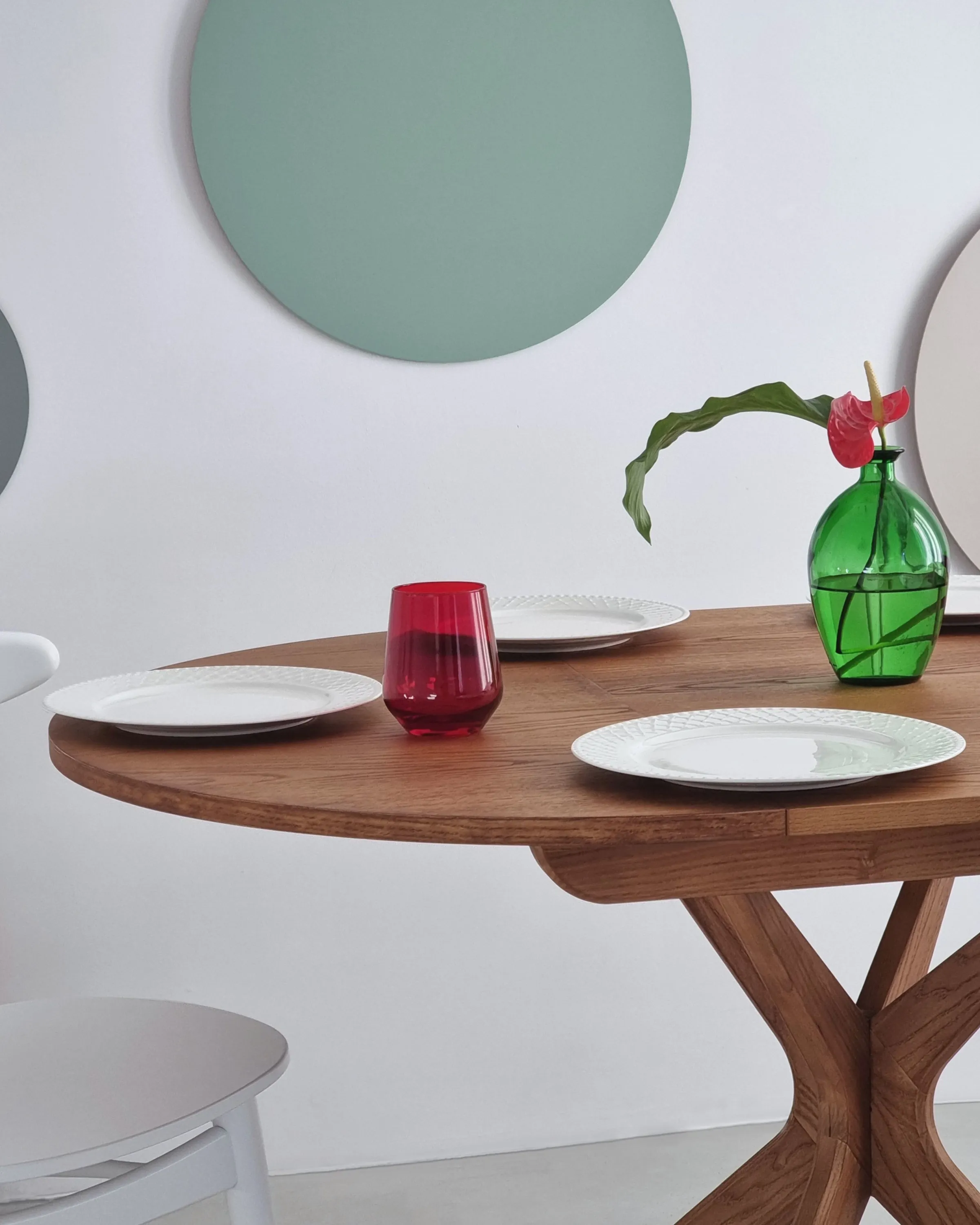 Stół okrągły rozsuwany JUBI 90x90-130 cm jesion czarny - NRGBTJ_ASH_BLACK_E