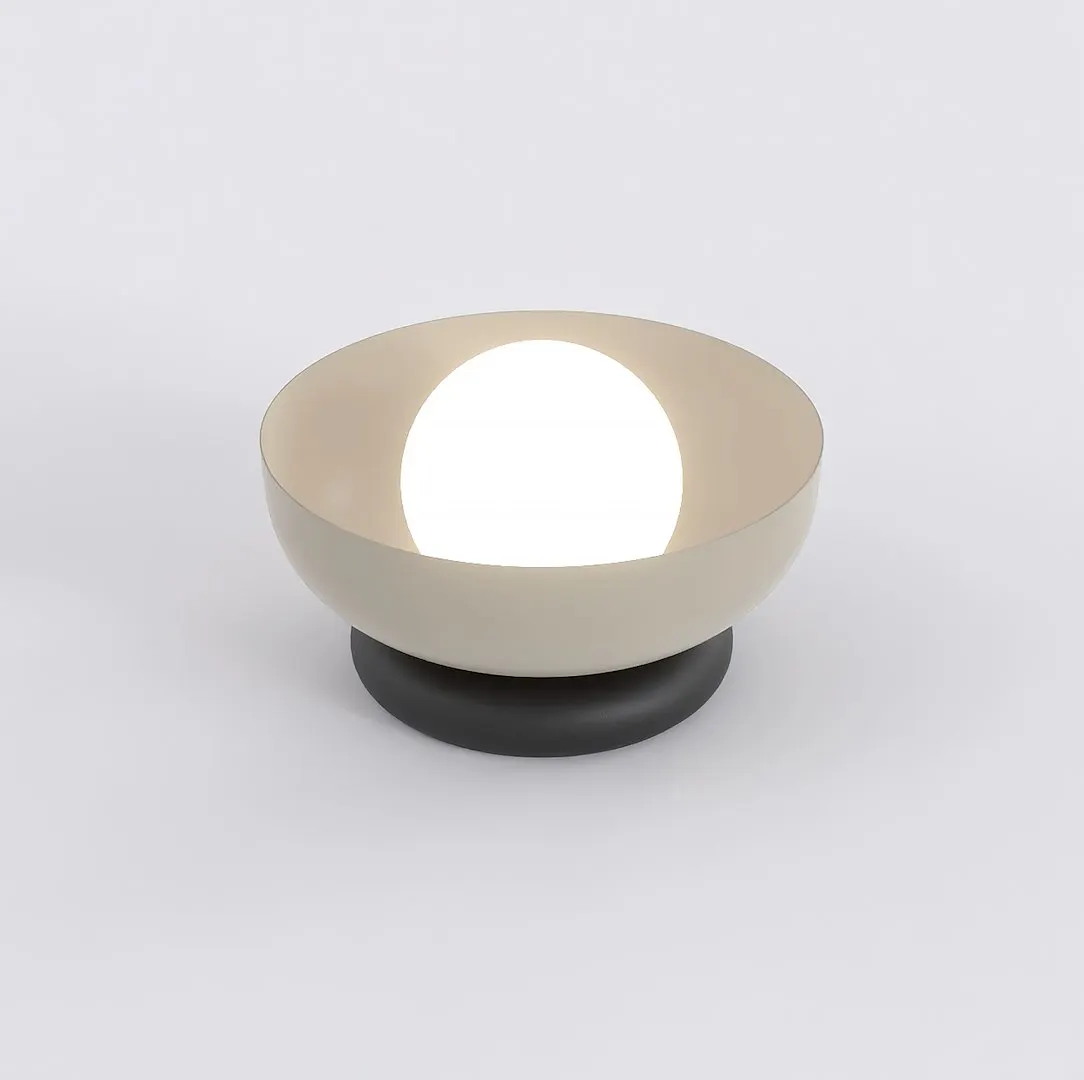 image lampa, lampe stołowa, nowoczesny, biały, czarna podstawa