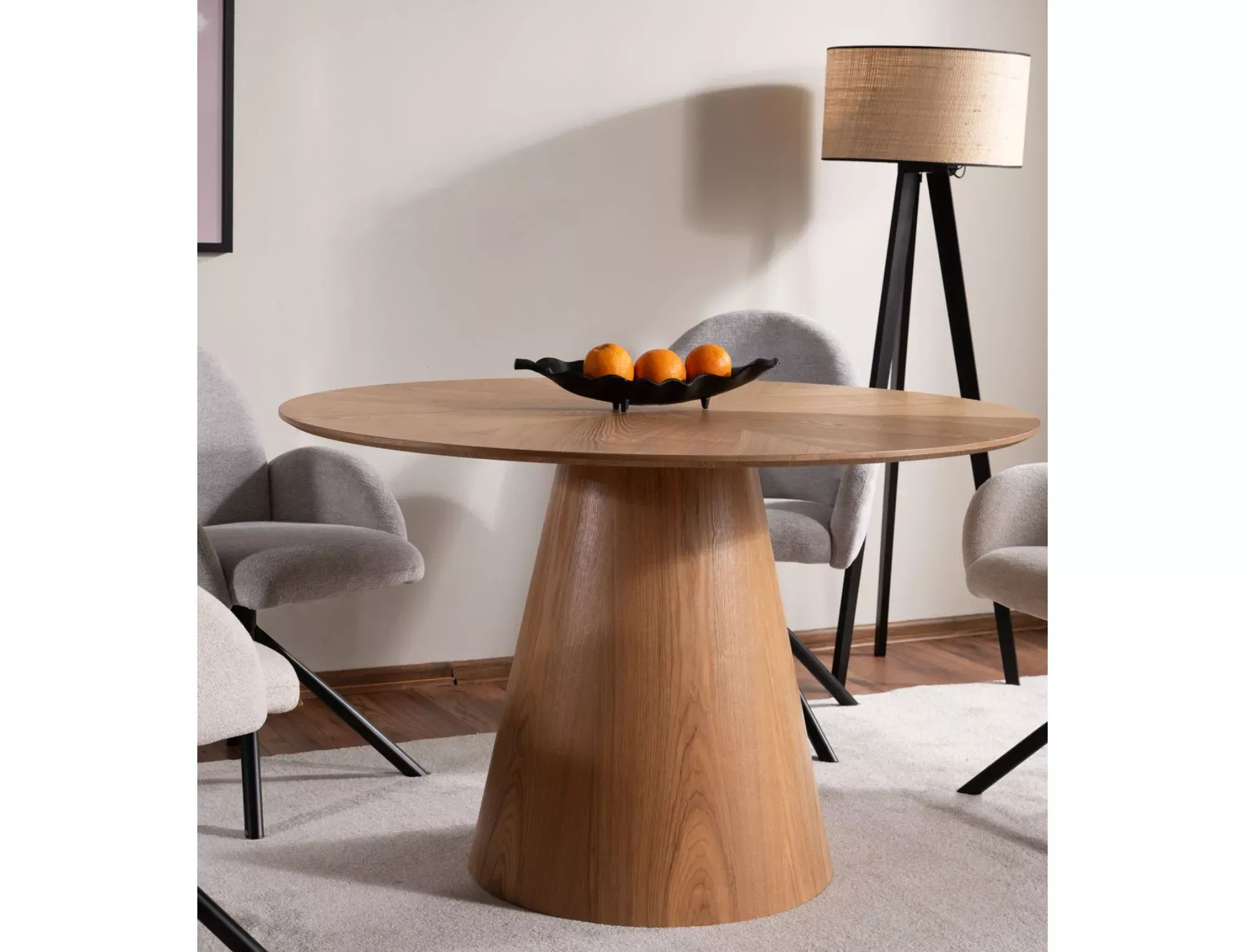 Stół okrągły ANGEL 120 cm efekt dębu - ANGELDFI120