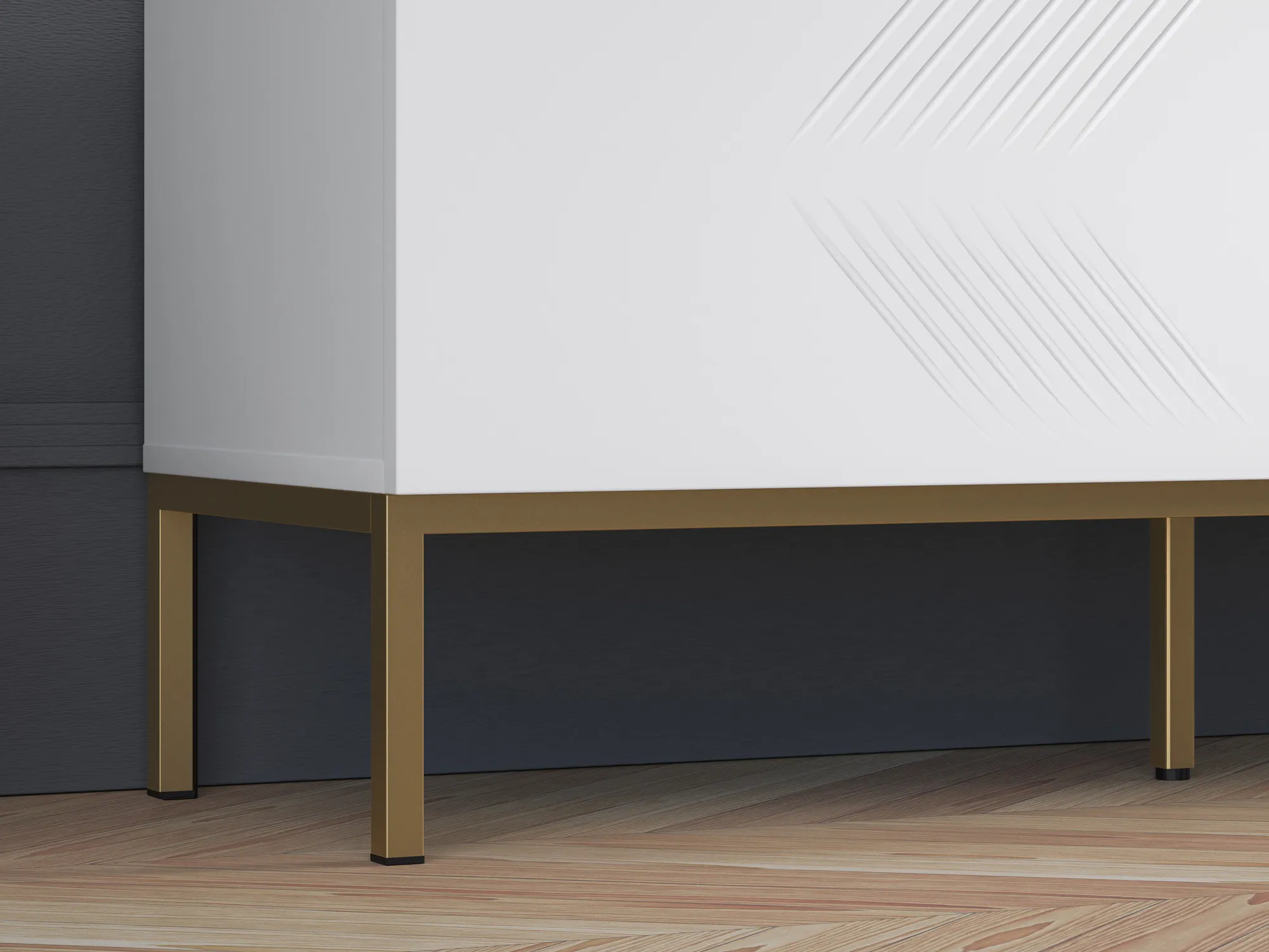 Szafka RTV z 3 klapami Clearing 04 biały alpejski, podstawa-złoty - 1CLEA04-001-03