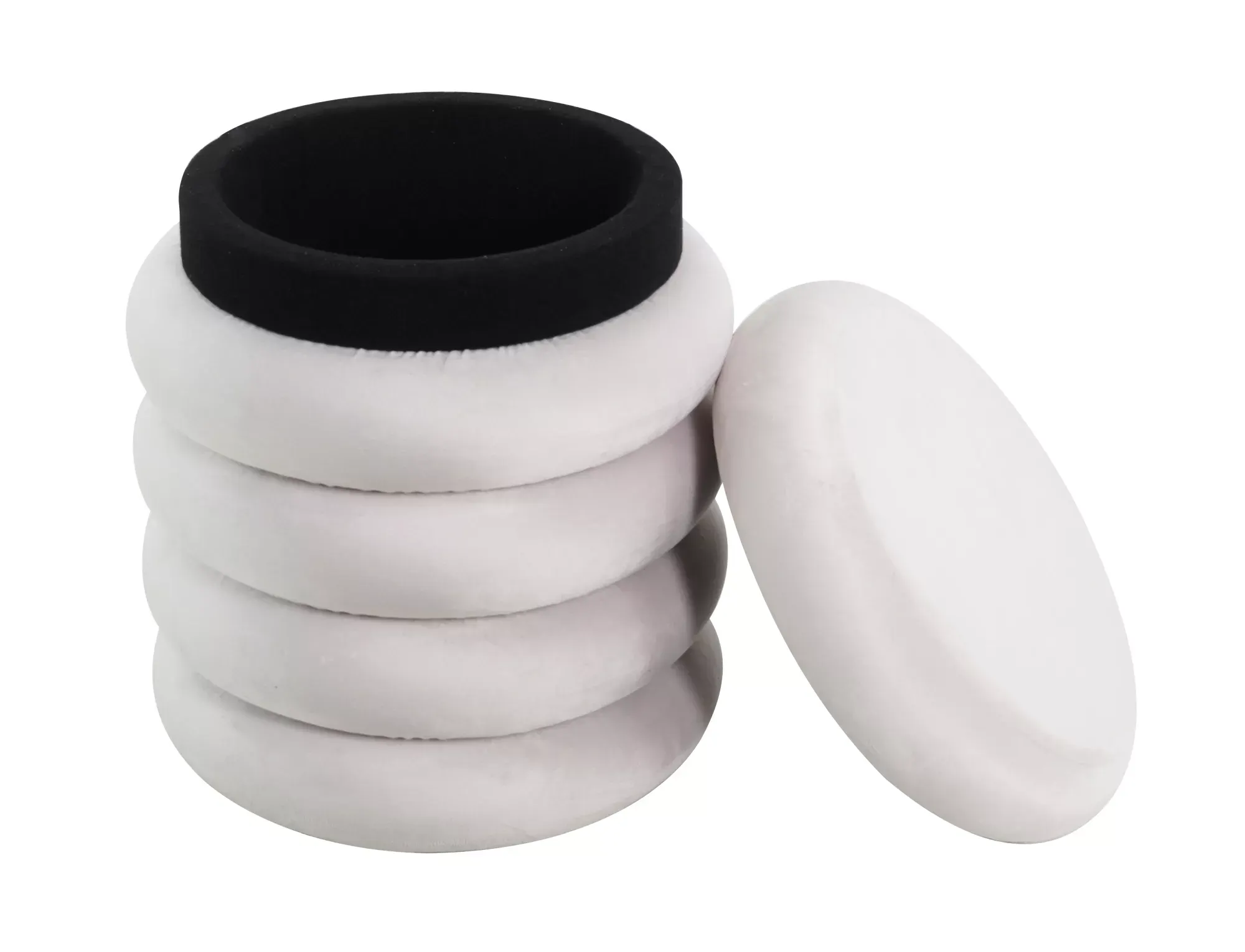 Puf z pojemnikiem CALVI VELVET 46x40 jasnobeżowy - CALVIVJB