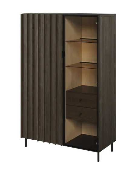 Niska witryna Piemonte PE-06 lamel jesion portlandzki/czarny