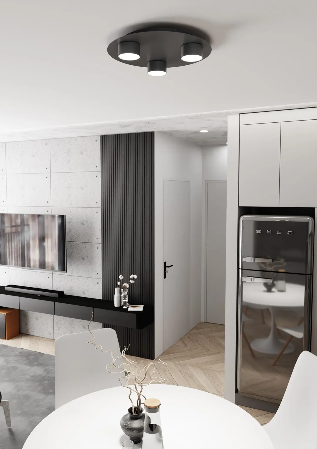 Okrągla lampa sufitowa BOLX 3 BL czarna - 1441/3