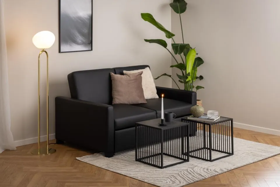 Stolik kawowy STRINGTON 40X40X40 Czarny, Efekt kamienia - 0000098881