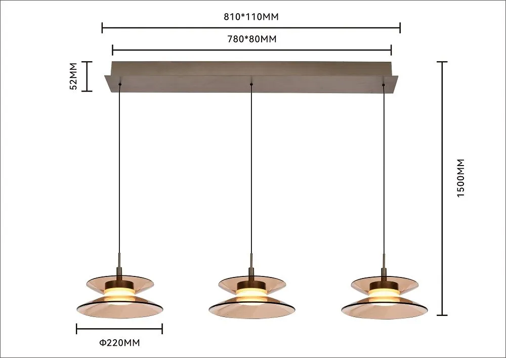Lampa wisząca CREMA trójka prosta LED brązowa
