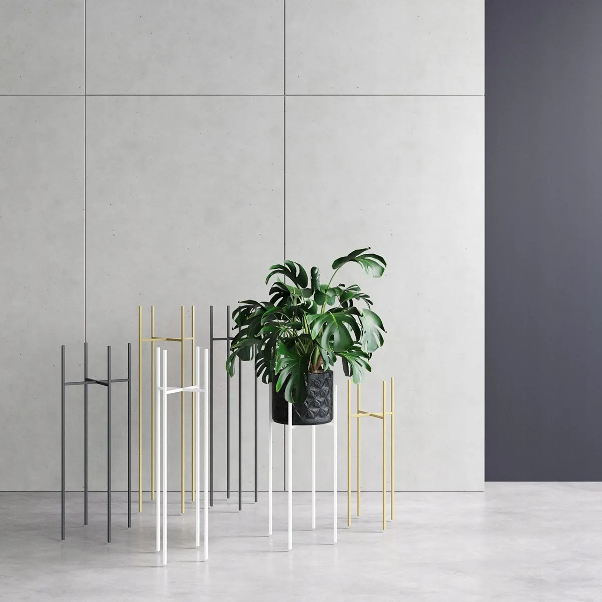 Kwietnik-stojak na donice CHOLET M metalowy czarny - LD_TZ000133