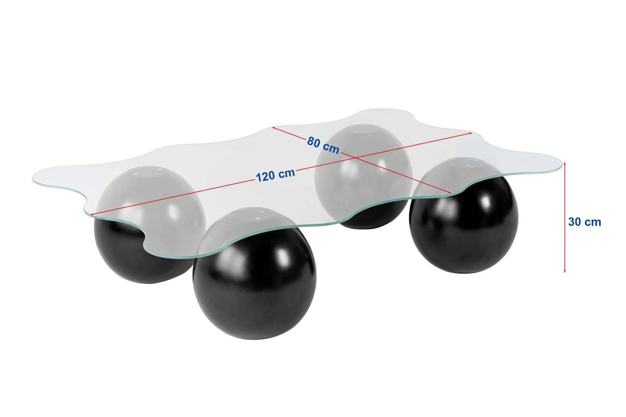 Stolik kawowy NOXA 80x120 cm nogi kuliste orzech blat transparentny - ASI_857NRD1135