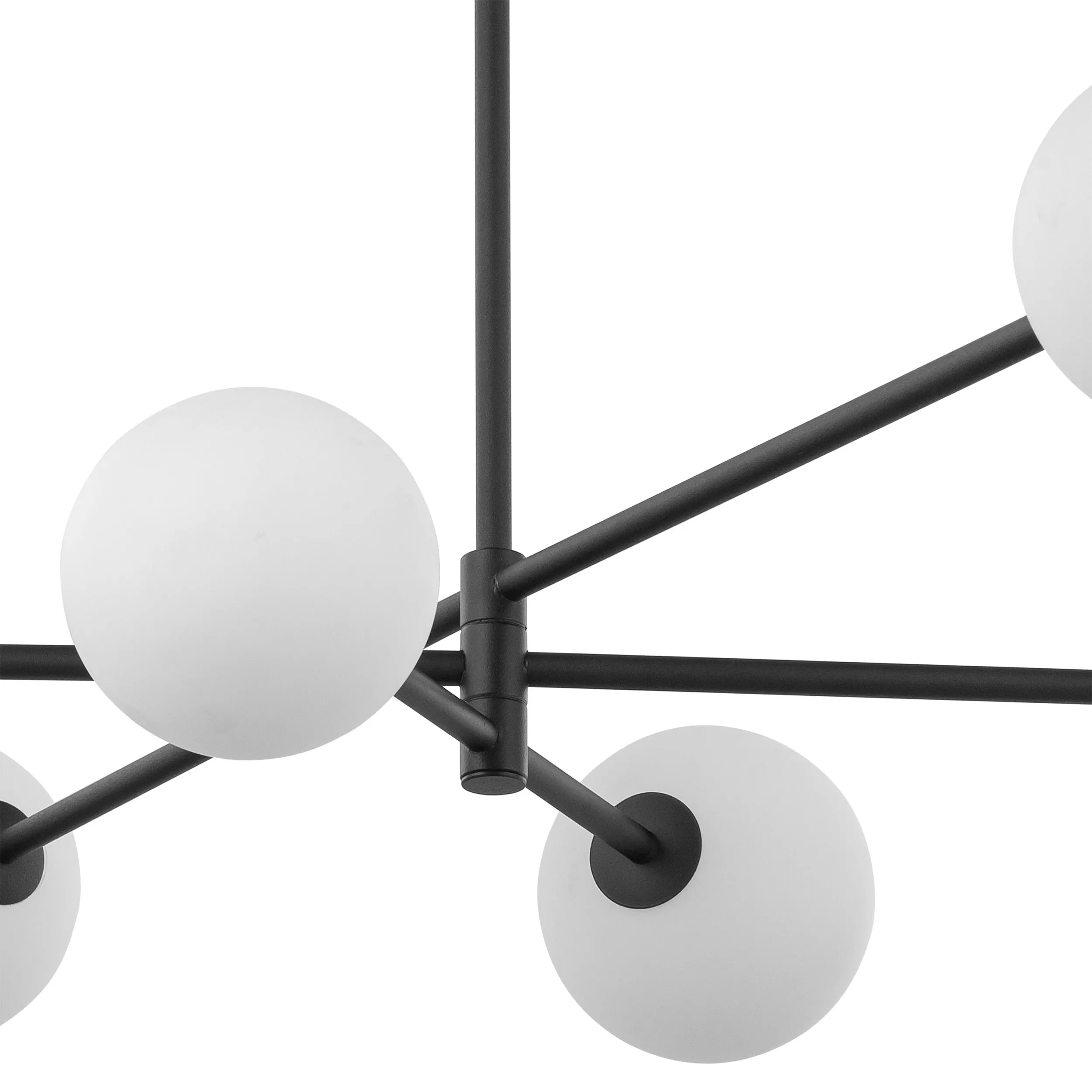 Lampa sufitowa SARIUS czarna z białymi okrągłymi szklanymi kloszami 90x68x64cm - TK_4732